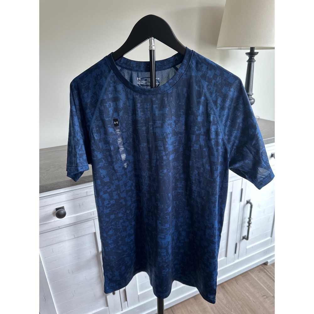 NWT Under Armour Mens HeatGear Loose Fit Blue Digital Camo